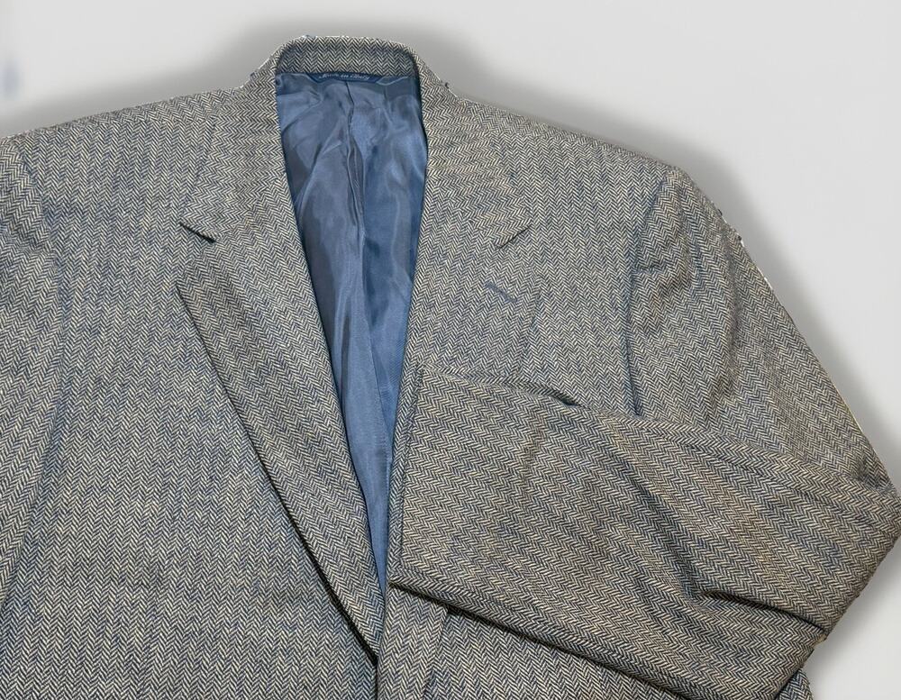 Canali Blazer Sport Coat Mens 43R Gray Cashmere Wool Herringbone Made Italy
